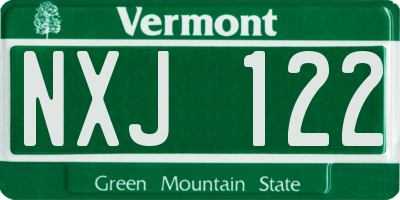 VT license plate NXJ122