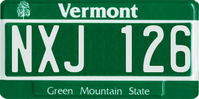 VT license plate NXJ126