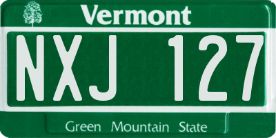 VT license plate NXJ127