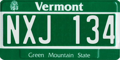 VT license plate NXJ134