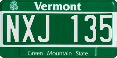 VT license plate NXJ135