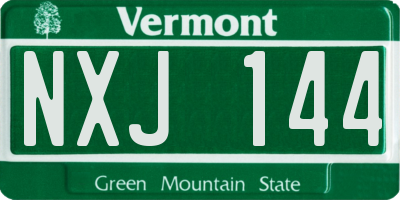 VT license plate NXJ144