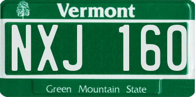 VT license plate NXJ160