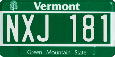 VT license plate NXJ181