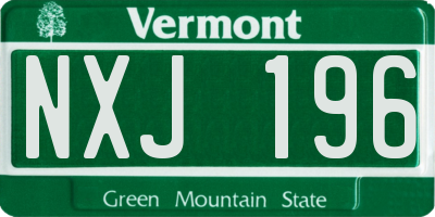 VT license plate NXJ196