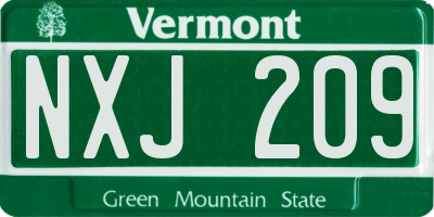 VT license plate NXJ209