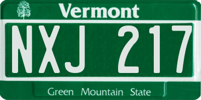VT license plate NXJ217