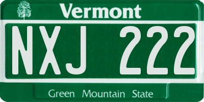 VT license plate NXJ222