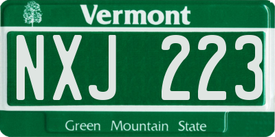 VT license plate NXJ223
