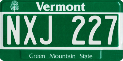VT license plate NXJ227