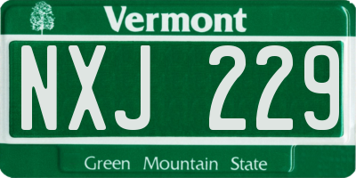 VT license plate NXJ229