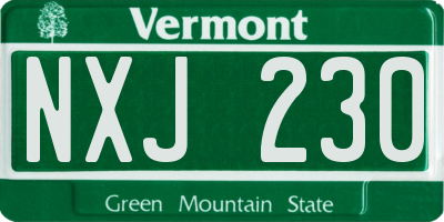 VT license plate NXJ230