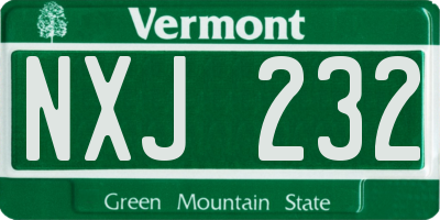 VT license plate NXJ232