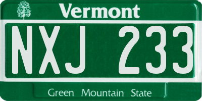VT license plate NXJ233