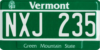 VT license plate NXJ235