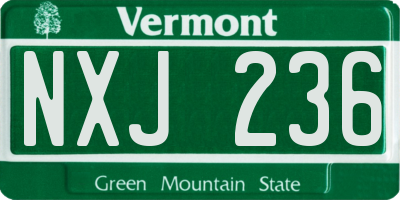 VT license plate NXJ236