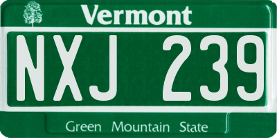 VT license plate NXJ239