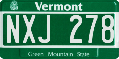 VT license plate NXJ278