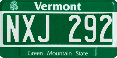 VT license plate NXJ292