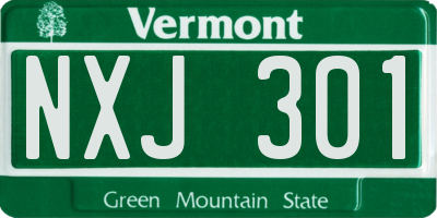 VT license plate NXJ301