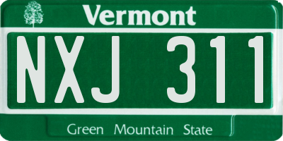 VT license plate NXJ311