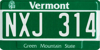 VT license plate NXJ314