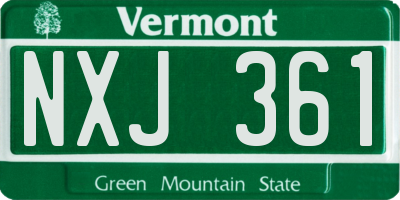 VT license plate NXJ361
