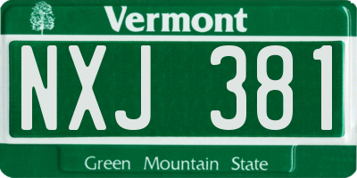 VT license plate NXJ381