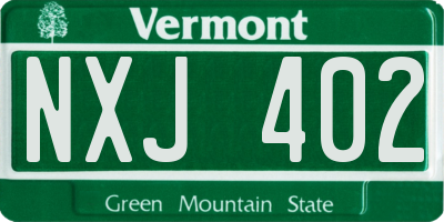 VT license plate NXJ402