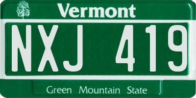 VT license plate NXJ419