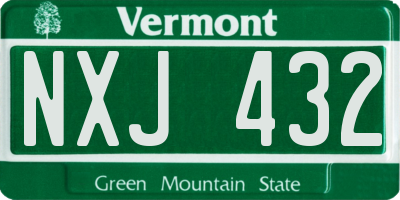 VT license plate NXJ432