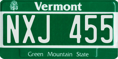 VT license plate NXJ455