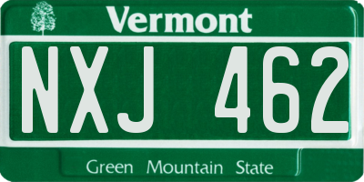 VT license plate NXJ462