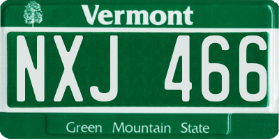 VT license plate NXJ466