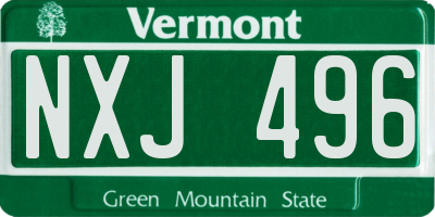 VT license plate NXJ496