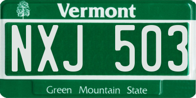 VT license plate NXJ503