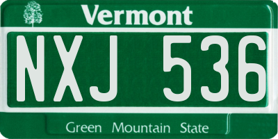 VT license plate NXJ536