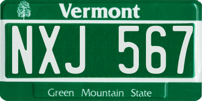 VT license plate NXJ567