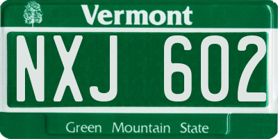 VT license plate NXJ602