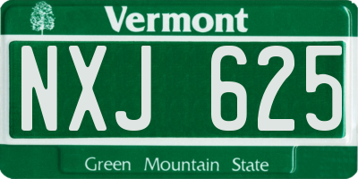 VT license plate NXJ625