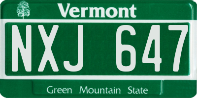 VT license plate NXJ647