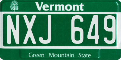 VT license plate NXJ649