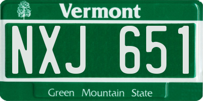 VT license plate NXJ651