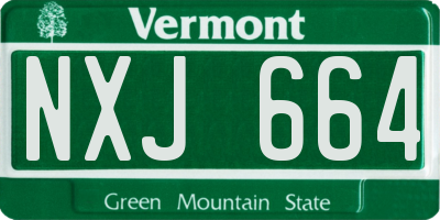 VT license plate NXJ664