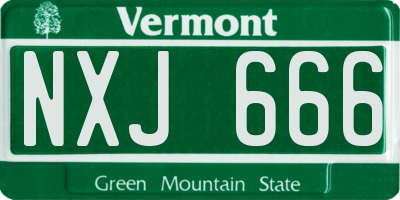 VT license plate NXJ666