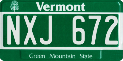 VT license plate NXJ672