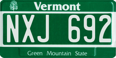 VT license plate NXJ692
