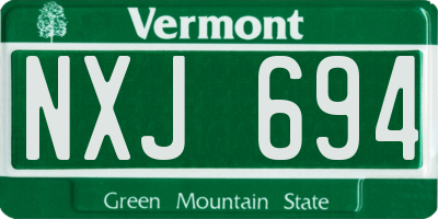 VT license plate NXJ694