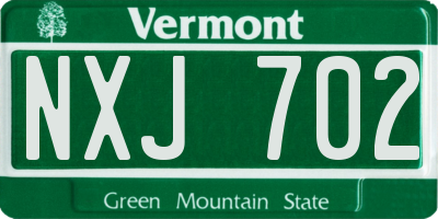 VT license plate NXJ702