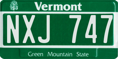VT license plate NXJ747